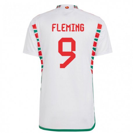 Kandiny Niño Camiseta Gales Cole Fleming #9 Blanco 2ª Equipación 22-24 La Camisa Chile