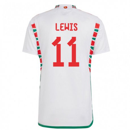 Kandiny Niño Camiseta Gales Sonny Lewis #11 Blanco 2ª Equipación 22-24 La Camisa Chile