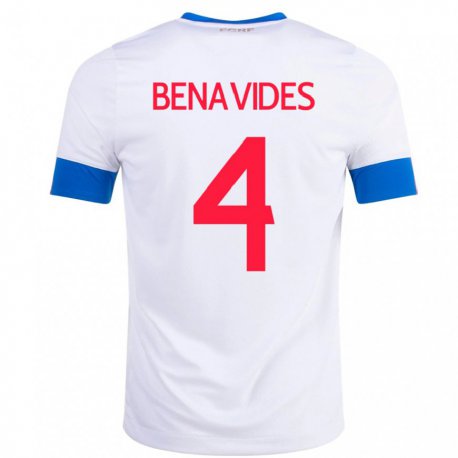 Kandiny Niño Camiseta Costa Rica Mariana Benavides #4 Blanco 2ª Equipación 22-24 La Camisa Chile