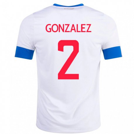Kandiny Niño Camiseta Costa Rica Julian Gonzalez #2 Blanco 2ª Equipación 22-24 La Camisa Chile