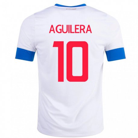Kandiny Niño Camiseta Costa Rica Brandon Aguilera #10 Blanco 2ª Equipación 22-24 La Camisa Chile