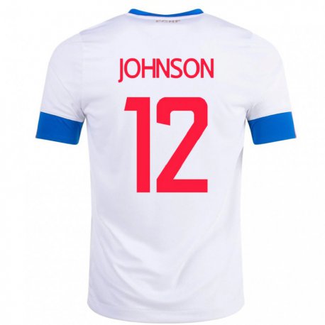 Kandiny Niño Camiseta Costa Rica Shawn Johnson #12 Blanco 2ª Equipación 22-24 La Camisa Chile