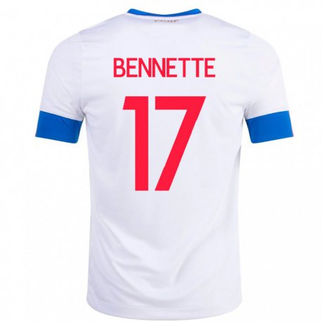 Kandiny Niño Camiseta Costa Rica Jewison Bennette #17 Blanco 2ª Equipación 22-24 La Camisa Chile