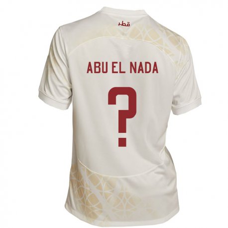 Kandiny Niño Camiseta Catar Mahmoud Abu El Nada #0 Beis Dorado 2ª Equipación 22-24 La Camisa Chile