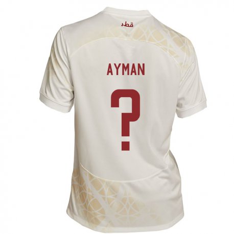 Kandiny Niño Camiseta Catar Yussef Ayman #0 Beis Dorado 2ª Equipación 22-24 La Camisa Chile