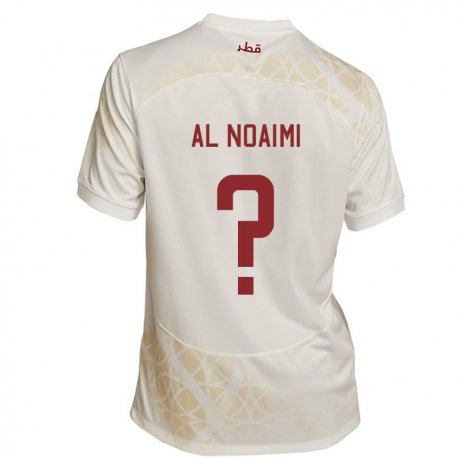 Kandiny Niño Camiseta Catar Mohammad Al Noaimi #0 Beis Dorado 2ª Equipación 22-24 La Camisa Chile