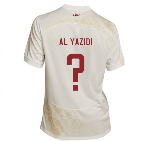 Kandiny Niño Camiseta Catar Nasser Al Yazidi #0 Beis Dorado 2ª Equipación 22-24 La Camisa Chile