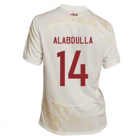 Kandiny Niño Camiseta Catar Moudhi Alabdulla #14 Beis Dorado 2ª Equipación 22-24 La Camisa Chile
