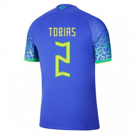 Kandiny Niño Camiseta Brasil Vinicius Tobias #2 Azul 2ª Equipación 22-24 La Camisa Chile