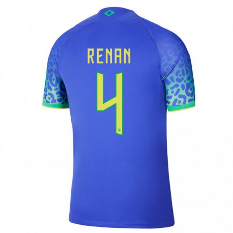 Kandiny Niño Camiseta Brasil Robert Renan #4 Azul 2ª Equipación 22-24 La Camisa Chile