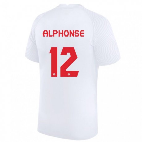 Kandiny Niño Camiseta Canadá Jefferson Alphonse #12 Blanco 2ª Equipación 22-24 La Camisa Chile