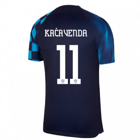 Kandiny Niño Camiseta Croacia Lukas Kacavenda #11 Azul Oscuro 2ª Equipación 22-24 La Camisa Chile