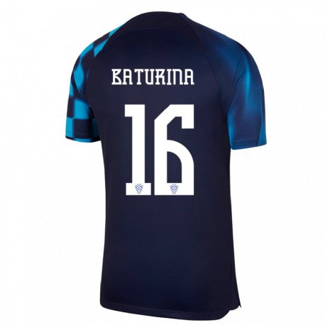 Kandiny Niño Camiseta Croacia Martin Baturina #16 Azul Oscuro 2ª Equipación 22-24 La Camisa Chile