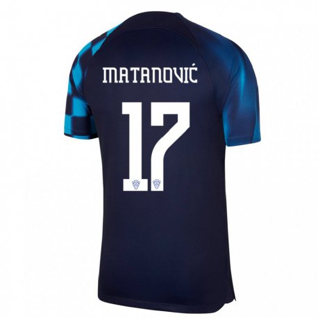 Kandiny Niño Camiseta Croacia Igor Matanovic #17 Azul Oscuro 2ª Equipación 22-24 La Camisa Chile