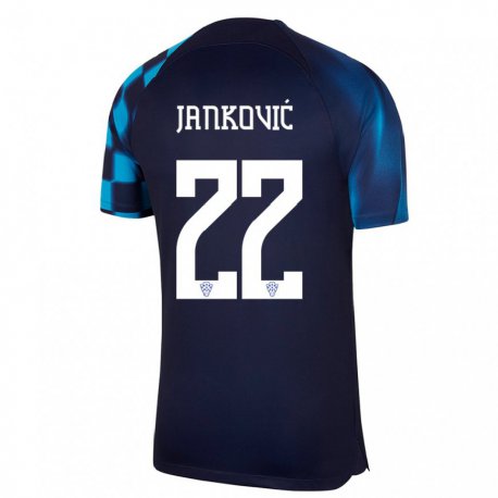 Kandiny Niño Camiseta Croacia Niko Jankovic #22 Azul Oscuro 2ª Equipación 22-24 La Camisa Chile