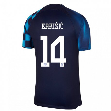 Kandiny Niño Camiseta Croacia Teo Barisic #14 Azul Oscuro 2ª Equipación 22-24 La Camisa Chile
