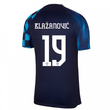 Kandiny Niño Camiseta Croacia Antonio Blazanovic #19 Azul Oscuro 2ª Equipación 22-24 La Camisa Chile