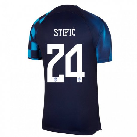 Kandiny Niño Camiseta Croacia Mihael Stipic #24 Azul Oscuro 2ª Equipación 22-24 La Camisa Chile