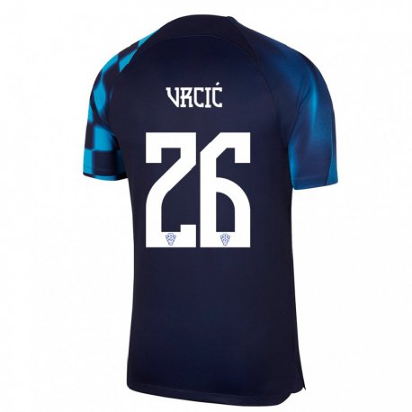 Kandiny Niño Camiseta Croacia Jere Vrcic #26 Azul Oscuro 2ª Equipación 22-24 La Camisa Chile