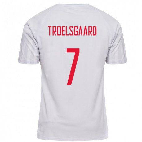Kandiny Niño Camiseta Dinamarca Sanne Troelsgaard #7 Blanco 2ª Equipación 22-24 La Camisa Chile