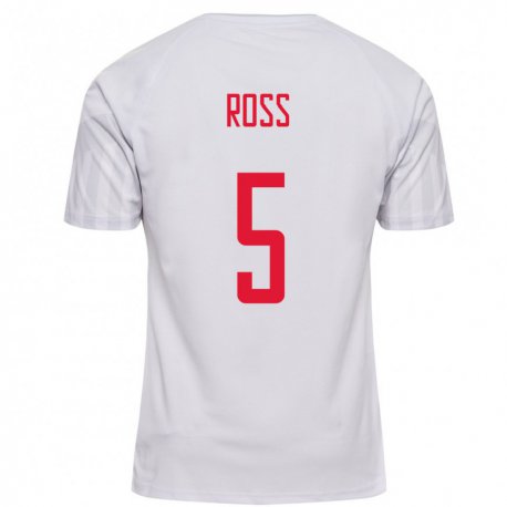Kandiny Niño Camiseta Dinamarca Mathias Ross #5 Blanco 2ª Equipación 22-24 La Camisa Chile