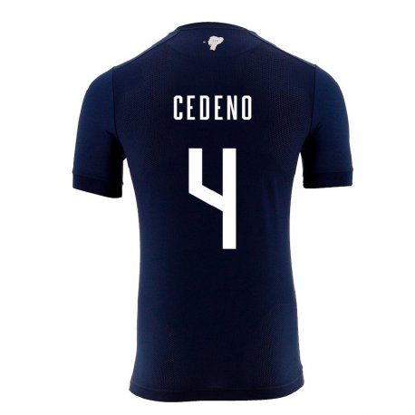 Kandiny Niño Camiseta Ecuador Stefany Cedeno #4 Azul Marino 2ª Equipación 22-24 La Camisa Chile