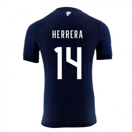Kandiny Niño Camiseta Ecuador Orlando Herrera #14 Azul Marino 2ª Equipación 22-24 La Camisa Chile