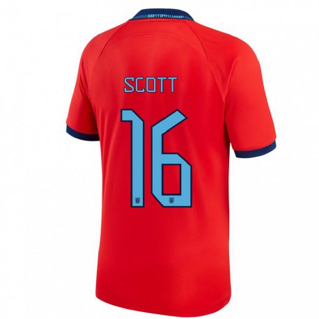 Kandiny Niño Camiseta Inglaterra Jill Scott #16 Rojo 2ª Equipación 22-24 La Camisa Chile