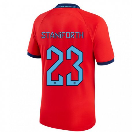 Kandiny Niño Camiseta Inglaterra Lucy Staniforth #23 Rojo 2ª Equipación 22-24 La Camisa Chile