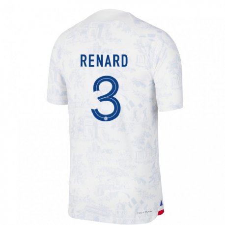 Kandiny Niño Camiseta Francia Wendie Renard #3 Blanco Azul 2ª Equipación 22-24 La Camisa Chile