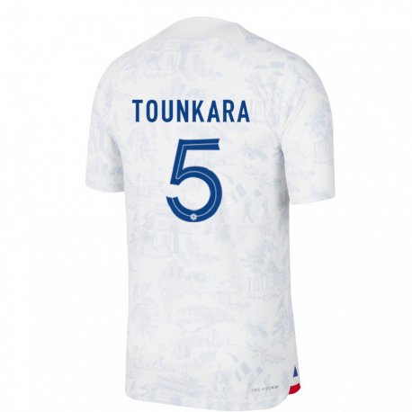 Kandiny Niño Camiseta Francia Aissatou Tounkara #5 Blanco Azul 2ª Equipación 22-24 La Camisa Chile