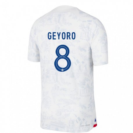Kandiny Niño Camiseta Francia Grace Geyoro #8 Blanco Azul 2ª Equipación 22-24 La Camisa Chile