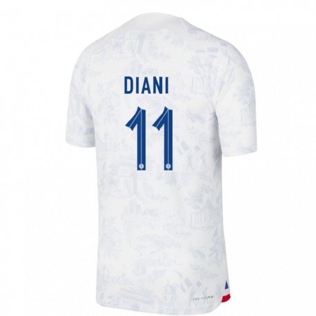 Kandiny Niño Camiseta Francia Kadidiatou Diani #11 Blanco Azul 2ª Equipación 22-24 La Camisa Chile