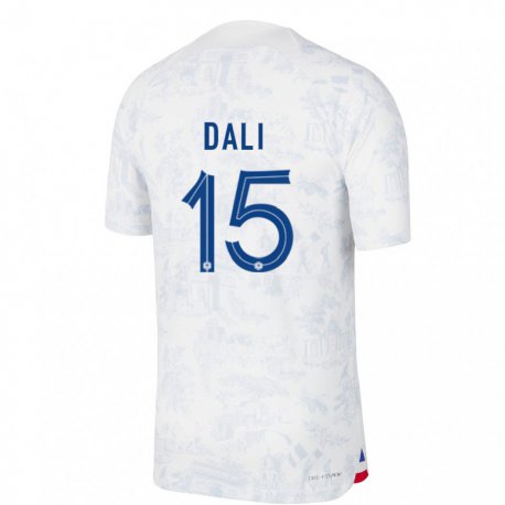 Kandiny Niño Camiseta Francia Kenza Dali #15 Blanco Azul 2ª Equipación 22-24 La Camisa Chile