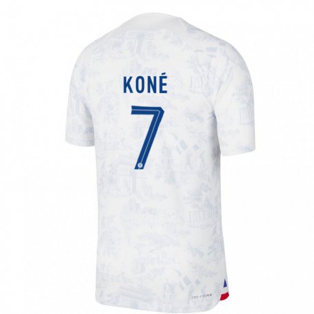 Kandiny Niño Camiseta Francia Kouadio Kone #7 Blanco Azul 2ª Equipación 22-24 La Camisa Chile