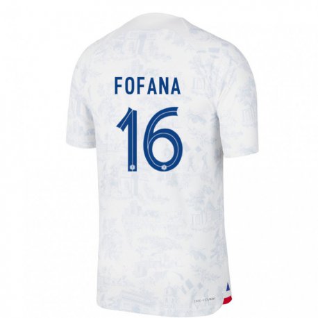 Kandiny Niño Camiseta Francia Yahia Fofana #16 Blanco Azul 2ª Equipación 22-24 La Camisa Chile