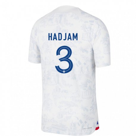 Kandiny Niño Camiseta Francia Jaouen Hadjam #3 Blanco Azul 2ª Equipación 22-24 La Camisa Chile