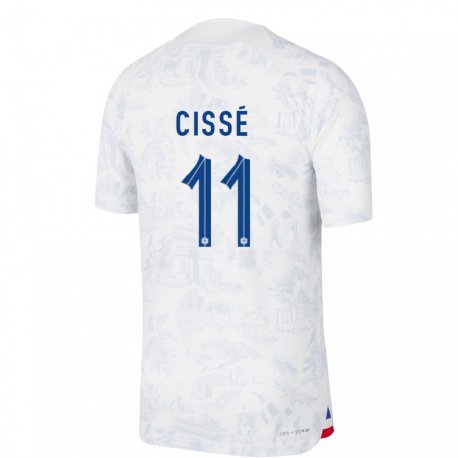 Kandiny Niño Camiseta Francia Lamine Cisse #11 Blanco Azul 2ª Equipación 22-24 La Camisa Chile