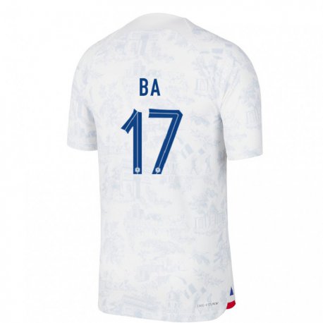 Kandiny Niño Camiseta Francia Abdoullah Ba #17 Blanco Azul 2ª Equipación 22-24 La Camisa Chile
