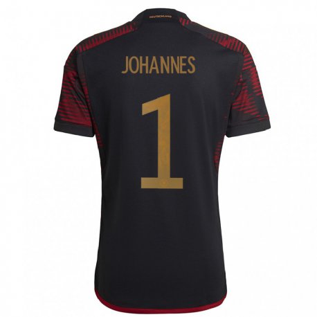 Kandiny Niño Camiseta Alemania Stina Johannes #1 Granate Negro 2ª Equipación 22-24 La Camisa Chile