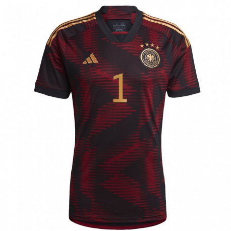Kandiny Niño Camiseta Alemania Stina Johannes #1 Granate Negro 2ª Equipación 22-24 La Camisa Chile