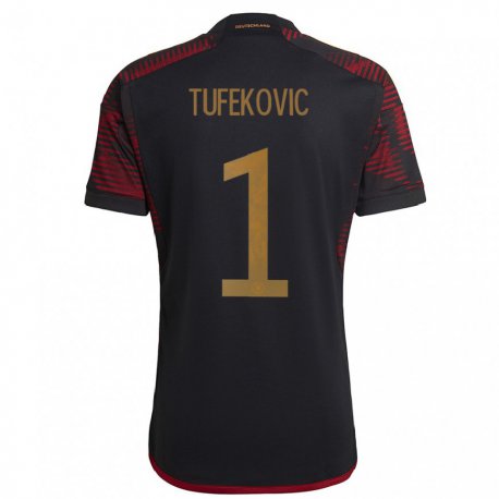 Kandiny Niño Camiseta Alemania Martina Tufekovic #1 Granate Negro 2ª Equipación 22-24 La Camisa Chile