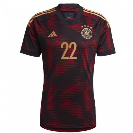 Kandiny Niño Camiseta Alemania Jule Brand #22 Granate Negro 2ª Equipación 22-24 La Camisa Chile