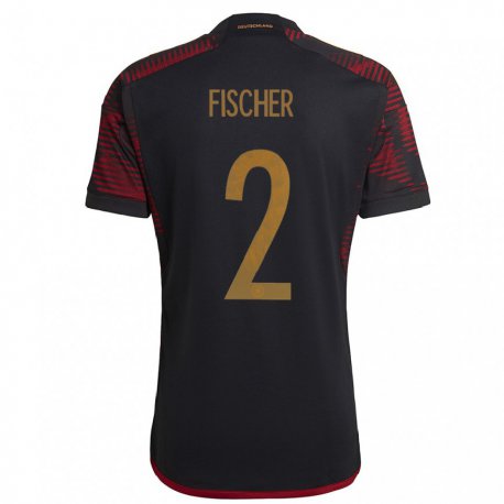 Kandiny Niño Camiseta Alemania Kilian Fischer #2 Granate Negro 2ª Equipación 22-24 La Camisa Chile