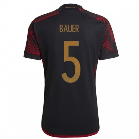 Kandiny Niño Camiseta Alemania Maximilian Bauer #5 Granate Negro 2ª Equipación 22-24 La Camisa Chile