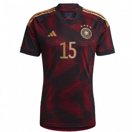 Kandiny Niño Camiseta Alemania Yann Aurel Bisseck #15 Granate Negro 2ª Equipación 22-24 La Camisa Chile