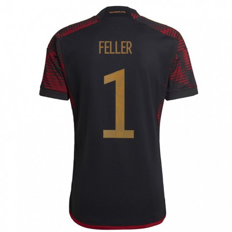Kandiny Niño Camiseta Alemania Frank Feller #1 Granate Negro 2ª Equipación 22-24 La Camisa Chile