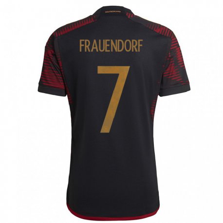 Kandiny Niño Camiseta Alemania Melkamu Frauendorf #7 Granate Negro 2ª Equipación 22-24 La Camisa Chile