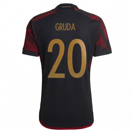 Kandiny Niño Camiseta Alemania Brajan Gruda #20 Granate Negro 2ª Equipación 22-24 La Camisa Chile