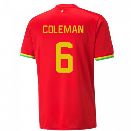 Kandiny Niño Camiseta Ghana Ellen Coleman #6 Rojo 2ª Equipación 22-24 La Camisa Chile
